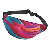Fanny Pack For Men Women Casual Belt Bag Waterproof Waist Bag Waving Template Colorful Curves Running Waist Pack For Travel Sports