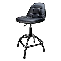 Performance Tool W85031 Pneumatic High Back Adjustable Swivel Bar Stool with Back Support for Home, Bar, and Shop, Black, 26-32-Inches High