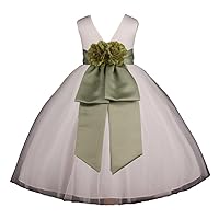 Pink Promise Girls' Ivory Wedding Pageant Flower Tulle Ankle Length Dress
