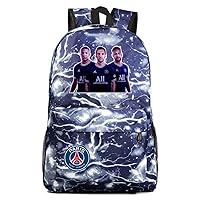 Soccer Stars Backpack Casual Rucksack-Kylian Mbappe&Messi&Neymar Bookbag PSG Graphic Knapsack