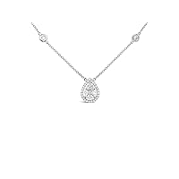The Diamond Deal 18kt White Gold Womens Necklace Pear-shaped Cluster Halo VS Diamond Pendant 0.5 Cttw (16 in, 2 in ext.)