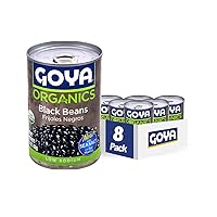 Goya Foods Organic Black Beans, Low Sodium with Sea Salt, 15.5 Ounce (Pack of 8)