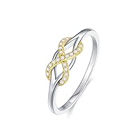 Infinity Love Band Ring,14K Solid Gold Celtic Love Knot Symbol Natural Diamond Ring Forever Endless Promise Ring Anniversary Wedding Engagement Band for Women Girls Size 5-11