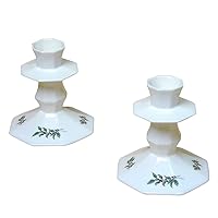 Nikko Christmastime Candlestick, 4-Inch, White, Pair