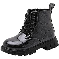 Toddler Little Boys Girls Waterproof Lace-Up Combat Boots Side Zip Ankle Boots