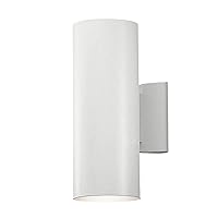 Kichler 9244WH Outdoor Cylinder Wall Mount Sconce UpLight Downlight, White 2-Light (5