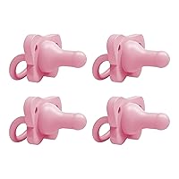 Dr. Brown's HappyPaci 100% Silicone Baby Pacifier, Contoured One-Piece Design, 0-6m, BPA-Free, Pink, 4 Pack