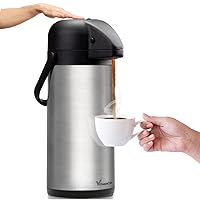 85 oz (2.5L) Coffee Carafe with Pump, Insulated Stainless Steel Coffee Dispenser, Coffee Carafes for Keeping Hot/Cold, Hot Beverage Dispenser for Party
