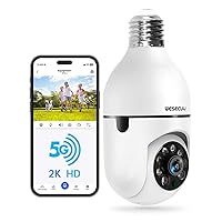 WESECUU Light Bulb Security Camera -5G& 2.4GHz WiFi 2K Security Cameras Wireless Outdoor Motion Detection and Alarm,Two-Way Audio,Color Night Vision,Human Tracking, Bulb Camera Compatible with Alexa