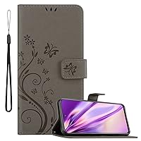 Book Case Compatible with Xiaomi RedMi Note 10 5G / Poco M3 PRO 5G in Floral Grey - Cover in Flower Design with Magnetic Closure, Stand Function and 3 Card Slots - Wallet Etui Pouch PU