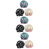 BESTOYARD 9 Pcs 1 Set Double Layer Satin Shower Cap Satin Bonnets Digital Printing Hats Salon Scrub Hat Shower Hats Beautician Headwear Ear Shower Cap Satin Cloth Hats Frosted Shampoo Baby