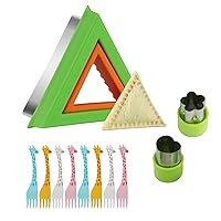 Sandwich Cutter for Kids, Sandwich Cutter and Sealer Set with 8 Pcs Cute Fruit Forks & 2 Pcs Vegetable Cutters, DIY Sandwich Press for Lunchbox and Bento Box of Children Boys Girls (Triangle)