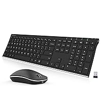 Arteck 2.4G Wireless Keyboard and Mouse Combo Stainless Steel Ultra Slim Full Size Keyboard Keyboard and Ergonomic Mice for Computer Desktop PC Laptop and Windows 11/10/8 Build in Rechargeable Battery