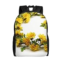 Yellow Garland Print Backpack for Women Men Lightweight Laptop Backpacks Travel Laptop Bag Casual Daypack