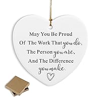 Thank You Gifts May You Be Proud of The Work You Do Ornament Keepsake Sign Heart Plaque Appreciation Farewell Retirement Gifts for Women Men Coworker Boss Friend