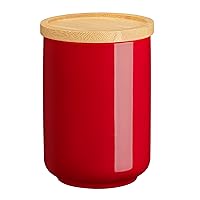 LOVECASA Coffee Canister with Airtight Bamboo Lid, Ceramic Sugar Canisters Sets for the Kitchen, Food Storage Containers for Ground Coffee, Tea, Sugar, Spice -18 Oz