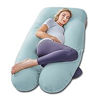 Meiz Pregnancy Pillow, Cooling Pregnancy Pillows for Sleeping, Maternity Pillow for Pregnant Women, Pregnancy Body Pillow with Cooling Jersey Cover, Green