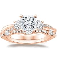 Petite Twisted Vine Moissanite Diamond Ring Set, 2 CT Princess Moissanite Engagement Ring Set, Wedding Ring Set, Bridal Ring, Promise/Anniversary Rings for Wife