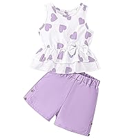 Baby Girls Vest Top Double Ruffle Hem Sleeveless Shorts Set Round Neck Ruffle Summer Clothes 2Pcs