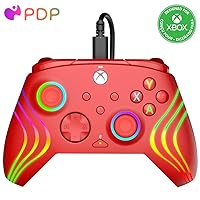 PDP Gaming Afterglow™ Wave Enhanced Wired Controller for Xbox Series X|S, Xbox One and Windows 10/11 PC, advanced gamepad video game controller, Officially Licensed by Microsoft for Xbox, Red