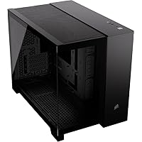CORSAIR 2500X Small-Tower mATX Dual Chamber PC Case – Panoramic Tempered Glass – Reverse Connection Motherboard Compatible – No Fans Included – Black