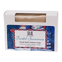 Boston International Scented Bar Soaps Made in the USA Christmas Holiday Small Batch Artisan Cold Process Soap, 4.5 Ounces, Frosted Snowman (Marshmallow, Sugar, Peppermint)