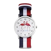 Flamingo Water Nylon Watch Adjustable Wrist Watch Band Easy to Read Time with Printed Pattern Unisex