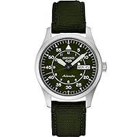 SEIKO SRPH29 Watch for Men - 5 Sports - Automatic with Manual Winding Movement, Green Dial, Stainless Steel Case, Green Nylon Strap, 100m Water Resistant, with Day/Date Display