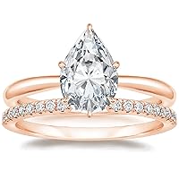 Moissanite Solitaire Engagement Ring, 5 CT Colorless Stone, 925 Sterling Silver Setting with 18K Gold Accents
