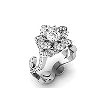 REAL-GEMS Beautiful Mothers Day Ring White Gold 14k 1.46 CARAT Round Cut Halo Style Diamond G VS1 Lab Created Sizable