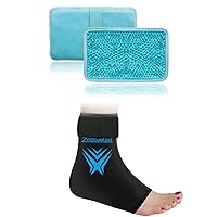 ZNÖCUETÖD Bundle of Gel Ice Packs for Kids Adults Injuries,Pain Relief,First Aid and Ankle Sleeve Ice Pack Wrap for Injuries Foot Swelling