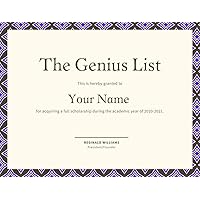 The Genius List Scholarship Award Certificate (Purple)