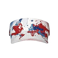 World Map Print Adult Sunscreen Visor Cap Empty Top Baseball Cap Sun Hat Cap Sports Visor Hat for Men Women Unisex