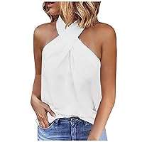 Womens Fashion Tank Tops Crisscross Halter Neck Sexy Camisole Shirts Cute Off Shoulder Going Out Tops Vacation Outfits