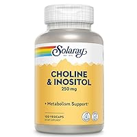SOLARAY Choline & Inositol 250 mg | Two-Nutrient Combo for Healthy Fat Metabolism, Brain Function Support | 100 VegCaps