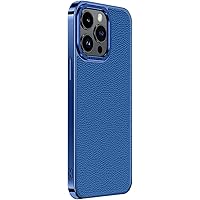 LOFIRY- Case for iPhone 15Pro Max/15 Pro/15 Plus/15, Soft Electroplated Edges Phone Cover with Metal Lens Protection FrameGenuine Leather (15 Plus 6.7'',Blue)