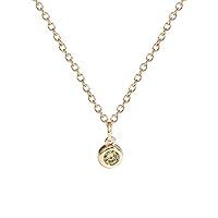 Yellow Gold Plated Brass Birthstone Solitaire Pendant Necklace, 16'' + 2'' Extender