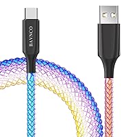 USB Type C Cable, BAVNCO 5ft LED RGB Light Gradual USB A to Type C Charger Cord 66W Fast Charging USB C Cable for Samsung Galaxy S21 S20 S10 S9 S8 Plus A60 A50 Note 20 10 9 8, LG More Android USB C