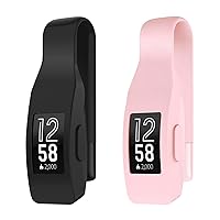 2-Pack Clip for Fitbit Inspire or Inspire HR Holder Accessory, Black+Soft Pink (not for inspire 2)