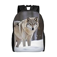 wolf in the snow print Backpacks Waterproof Light Shoulder Bag Casual Daypack For Work Traveling Hiking