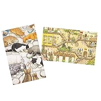 Two Plastic Jigsaw Puzzles Bundle - 1000 Piece for Adults - Smart - The Tree House and 1000 Piece for Adults - Smart - Cats Chow Down [H2862+H2864]