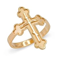 RUSSIAN ORTHODOX CROSS RING IN YELLOW GOLD - Gold Purity:: 10K, Ring Size:: 8.25