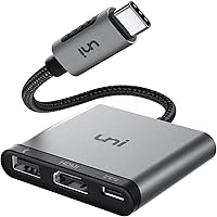 uni USB-C to HDMI Adapter Multiport, Portable Thunderbolt 3 to [4K HDMI, PD Fast Charging 100W, USB 3.0] 3-in-1 Hub Compatible with MacBook Pro/Air, XPS 15, Chromebook, Laptops, and More