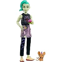 Deuce Gorgon Doll in Signature Look with Denim Snake Jacket & Accessories, Pet Mouse Perseus