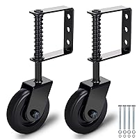 4.3 Inch Heavy Duty Gate Wheel, Fence Spring Loaded Gate Wheel, Farm Gate Support Wheel, Outdoor Gate Helper for Wooden PVC Fences, Gate Caster Kit with 360° Swivel, 220 Lbs Capacity, 2 Pack