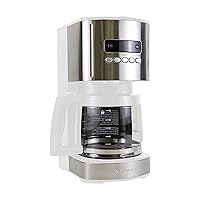 Kenmore Coffee Maker 12 cup Drip Coffee Machine Programmable Aroma Control Glass Carafe Reusable Filter Timer Digital Display Charcoal Water Filter Regular Bold Stainless Steel and White