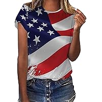 Patriotic Outfits for Women Independence Day 4th of July T Shirts Short Sleeve Summer Vintage Tee Blouse