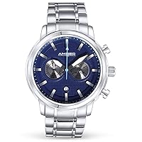 Men's Quartz Chronograph Watch Stainless Steel Band 50m ATL160810-03BL Blue