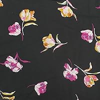 Texco Inc Small Flowers Design Prints Hi Multi Chiffon Polyester No Stretch/Lightweight, Maternity, Decoration, Woven, Apparel, DIY Fabric, Black Lipstick 5 Yards