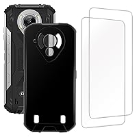 Oukitel WP16(6.4 Inch) Design Case with 2 Pack Tempered Glass Screen Protector,for Oukitel WP16 Slim Soft Silica Gel TPU Protective Cover. Black